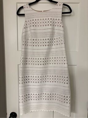 Eliza J White Eyelet Dress with Blush Lining